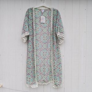 Lularoe Chloe Chiffon Lace Edge Kimono Overlay New Womens Sz Small Shrug